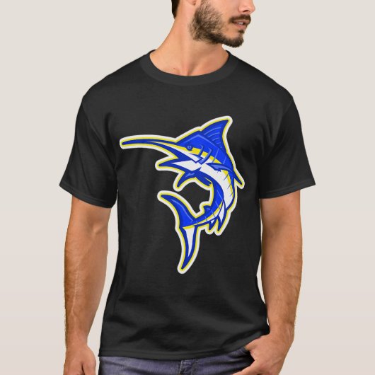 Blauwe marlijn t-shirt (Voorkant)