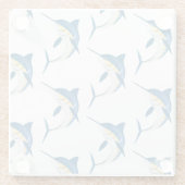 Blauwe Marlijn twee patroon Glazen Onderzetter (Achterkant)