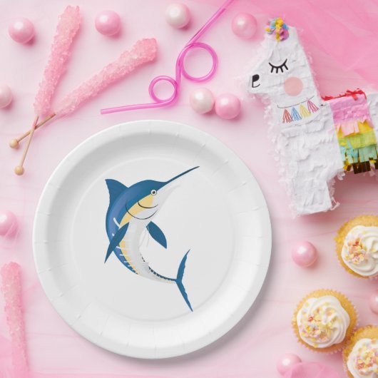 Blauwe marlijn vis papieren bordje (Feest)