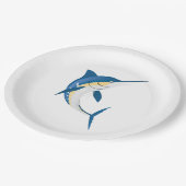 Blauwe marlijn vis papieren bordje (Gekanteld)