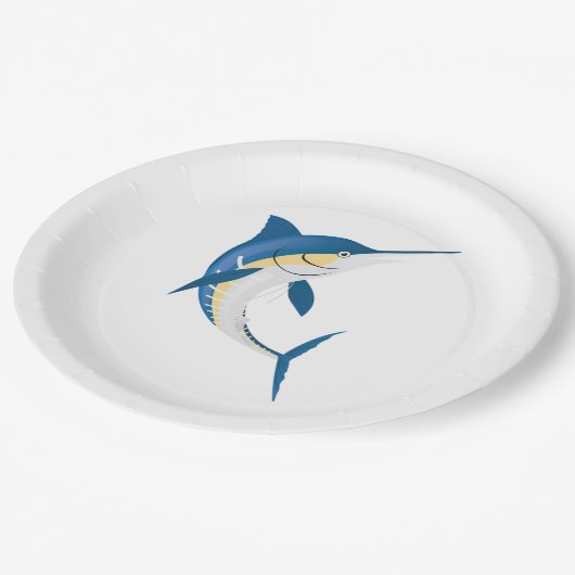 Blauwe marlijn vis papieren bordje (Gekanteld)