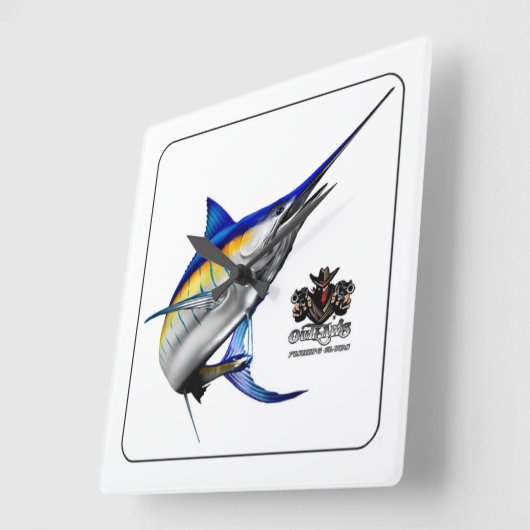 Blauwe marlijn wandklok (Hoek)