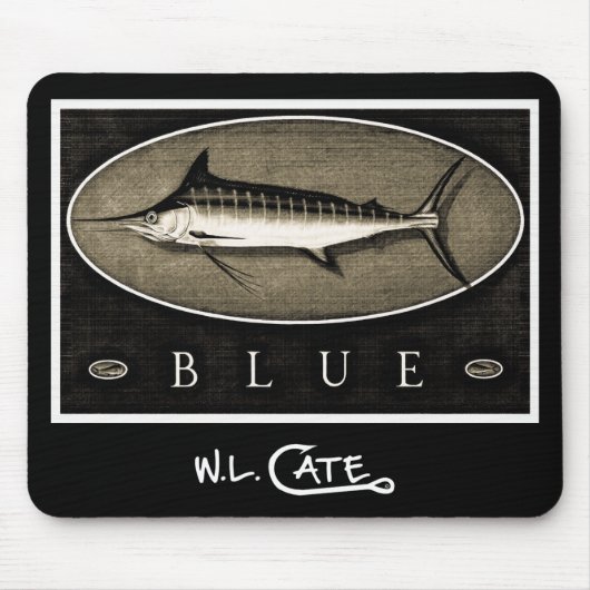 Blauwe marlijn  zwarte en witte Muismatten (Voorkant)