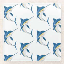 Blauwe Marlin 2 Glazen Onderzetter