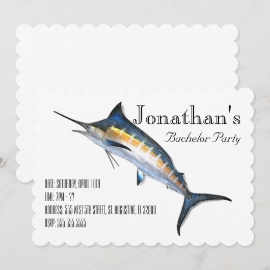 Blauwe Marlin 5x7 Uitnodiging Geëroopt (Voorkant / Achterkant)