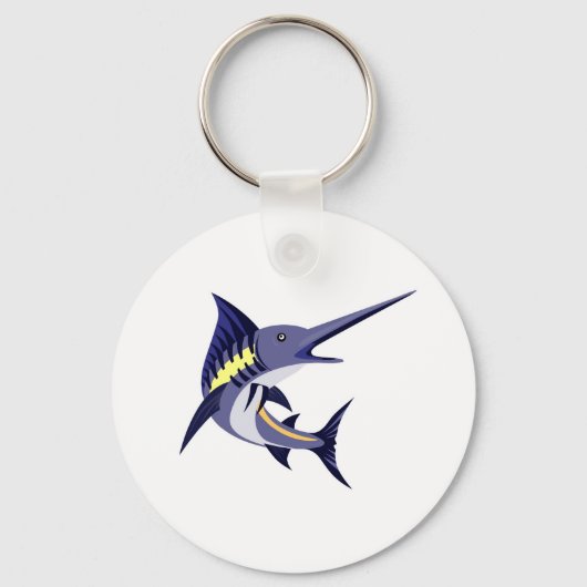 blauwe marlin art deco stijl sleutelhanger (Voorkant)