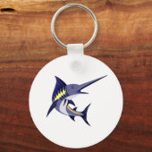 blauwe marlin art deco stijl sleutelhanger (Voorkant)