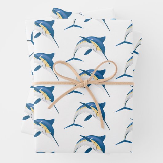 Blauwe Marlin Verpakkingsdocument Vlakke Bladreeks Inpakpapier Vel (In situ)