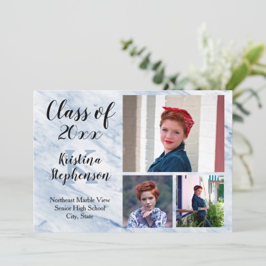 Blauwe marmer 3 Aankondiging van het Afstuderen va (Staand voorkant)