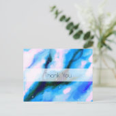 Blauwe marmer Abstracte achtergrond Bedankt voor b Briefkaart (Staand voorkant)