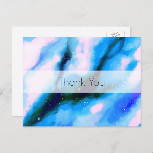 Blauwe marmer Abstracte achtergrond Bedankt voor b Briefkaart (Voorkant / Achterkant)
