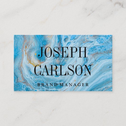 Blauwe marmer achtergrond | Grote tekst Visitekaartje (Voorkant)