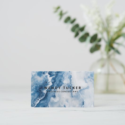 Blauwe marmer achtergrond visitekaartje (Staand voorkant)