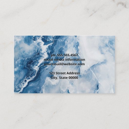 Blauwe marmer achtergrond visitekaartje (Achterkant)