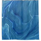 Blauwe marmer Agate Abstraction Douchegordijn (Voorkant)