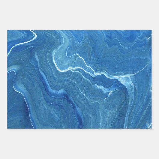 Blauwe marmer Agate Abstraction Inpakpapier Vel (Voorkant)