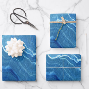Blauwe marmer Agate Abstraction Inpakpapier Vel
