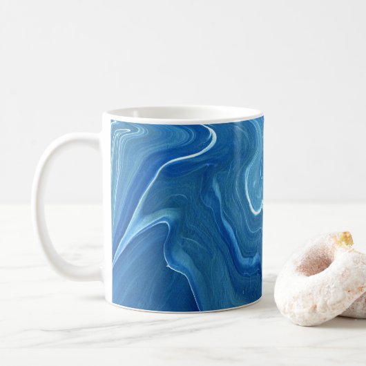 Blauwe marmer Agate Abstraction Koffiemok (Met donut)