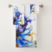 Blauwe marmer Agate Fluid Art Bad Handdoek (Insitu)