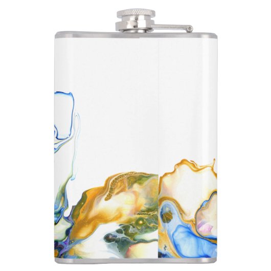 Blauwe marmer Agate Fluid Art Heupfles (Achterkant)