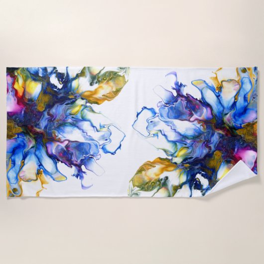 Blauwe marmer Agate Fluid Art Strandlaken (Voorkant)