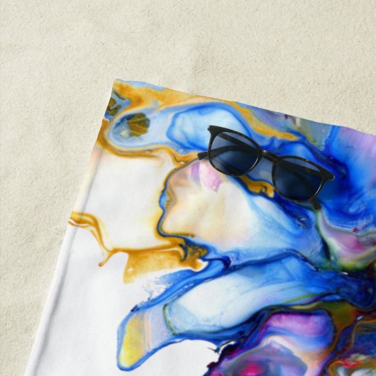 Blauwe marmer Agate Fluid Art Strandlaken (In situ)