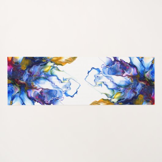 Blauwe marmer Agate Fluid Art Yogamat (Achterkant (horizontaal))