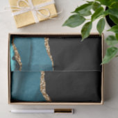 Blauwe marmer Agate Glamoureuze Black Golden Glitt Tissuepapier (Geschenk)