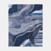 Blauwe marmer Agate Silver Glitter Glam #1 Fleece Deken (Voorkant)