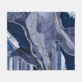 Blauwe marmer Agate Silver Glitter Glam #1 Fleece Deken (Voorkant (Horizontaal))