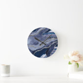 Blauwe marmer Agate Silver Glitter Glam #1 Ronde Klok (Huis)