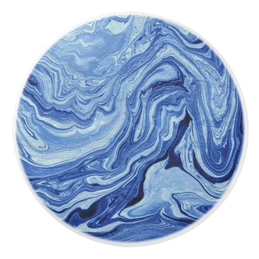 Blauwe marmer Agate Swirl Stone Ceramic Knols Pull Keramische Knop (Voorkant)