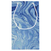 Blauwe marmer Agate Swirl Stone Gift Wrap Papieren Klein Cadeauzakje (Achterkant)