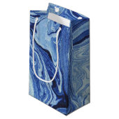 Blauwe marmer Agate Swirl Stone Gift Wrap Papieren Klein Cadeauzakje (Voorkant Gekanteld)