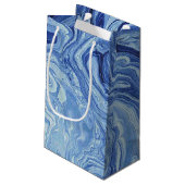 Blauwe marmer Agate Swirl Stone Gift Wrap Papieren Klein Cadeauzakje (Achterkant Gekanteld)