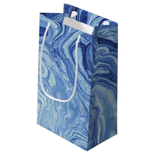Blauwe marmer Agate Swirl Stone Gift Wrap Papieren Klein Cadeauzakje (Achterkant Gekanteld)