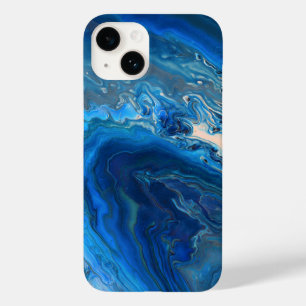 Blauwe marmer Agate Textuur Vloeibare kunst Case-Mate iPhone 14 Hoesje