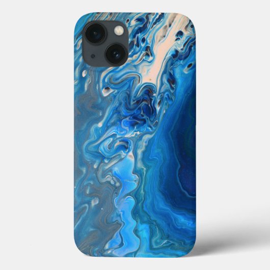 Blauwe marmer Agate Textuur Vloeibare kunst Case-Mate iPhone Case (Achterkant)