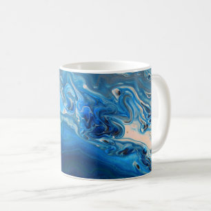 Blauwe marmer Agate Textuur Vloeibare kunst Koffiemok