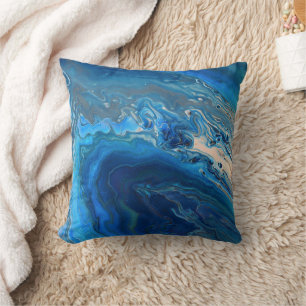 Blauwe marmer Agate Textuur Vloeibare kunst Kussen