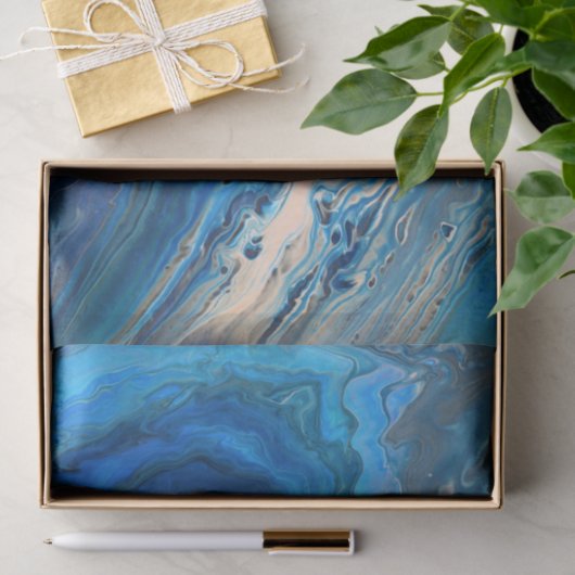 Blauwe marmer Agate Textuur Vloeibare kunst Tissuepapier (Geschenk)