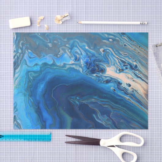 Blauwe marmer Agate Textuur Vloeibare kunst Tissuepapier (Craft)
