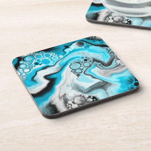 Blauwe marmer bier onderzetter (Linkerzijde)