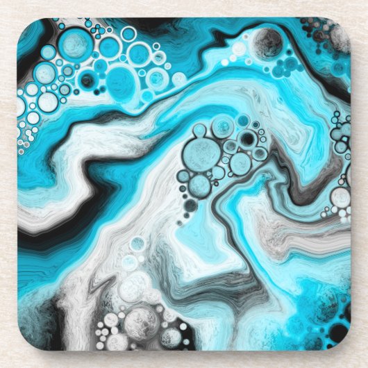 Blauwe marmer bier onderzetter (Voorkant)