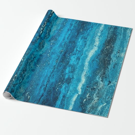 Blauwe marmer cadeaupapier (Uitgerold)