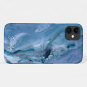 Blauwe marmer Case-Mate iPhone case (Achterkant (horizontaal))