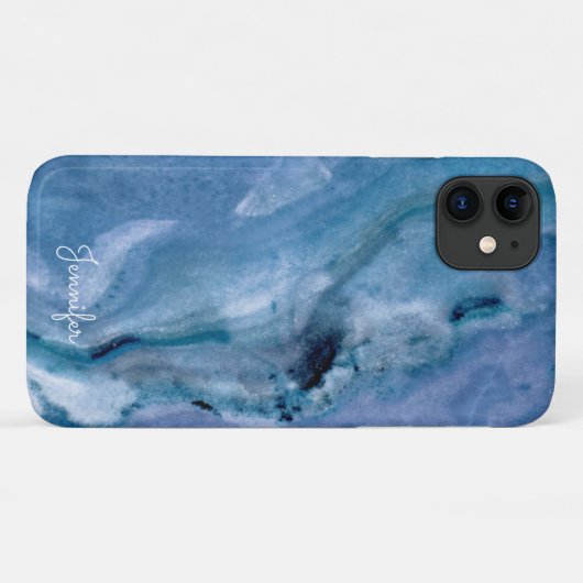 Blauwe marmer Case-Mate iPhone case (Achterkant (horizontaal))