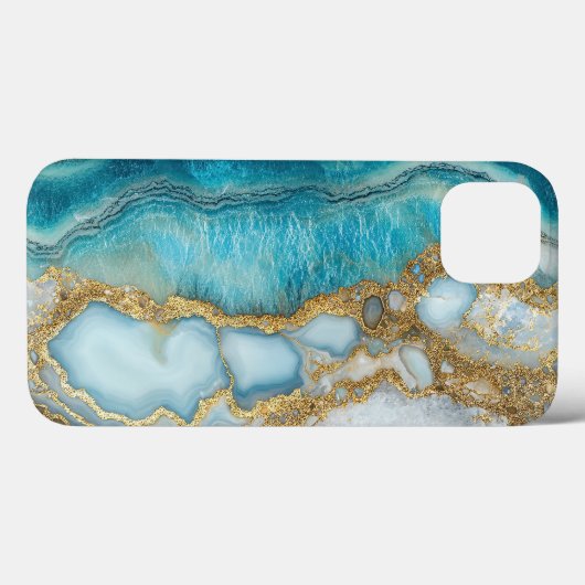 Blauwe marmer Case-Mate iPhone case (Achterkant (horizontaal))