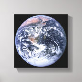 Blauwe marmer Earth op zwart Canvas Afdruk (Voorkant)