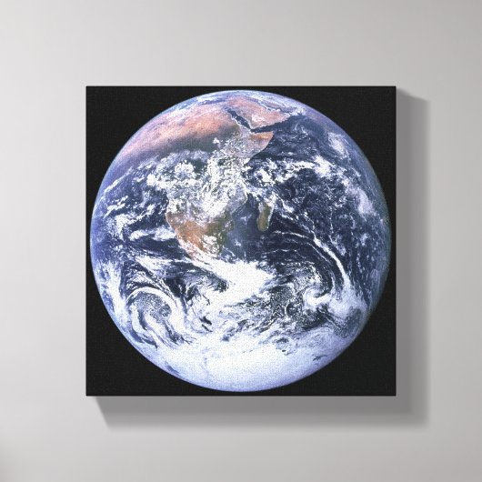 Blauwe marmer Earth op zwart Canvas Afdruk (Voorkant)